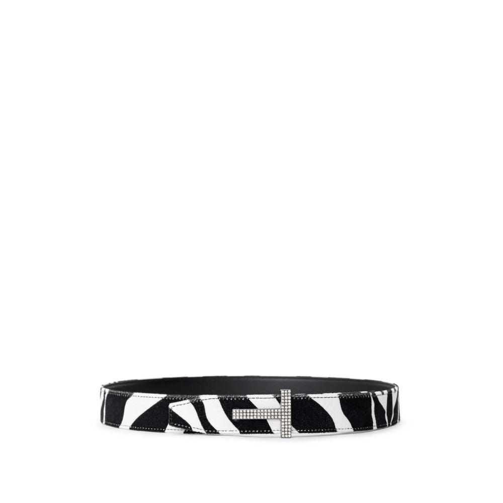 Tom Ford Black And White Leather Belt TO-890766620009954-85 CM / 34 INCHES