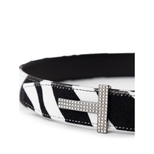 Tom Ford Black And White Leather Belt TO-890766620009954-85 CM / 34 INCHES
