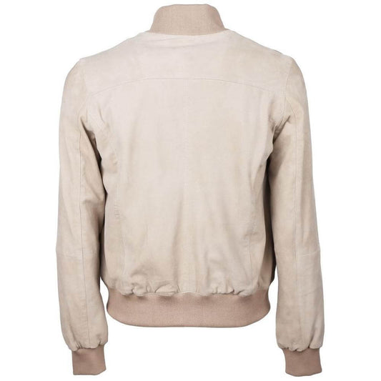 Emilio Romanelli Beige Calfskin Men Jacket EM-15262-IT46 | L
