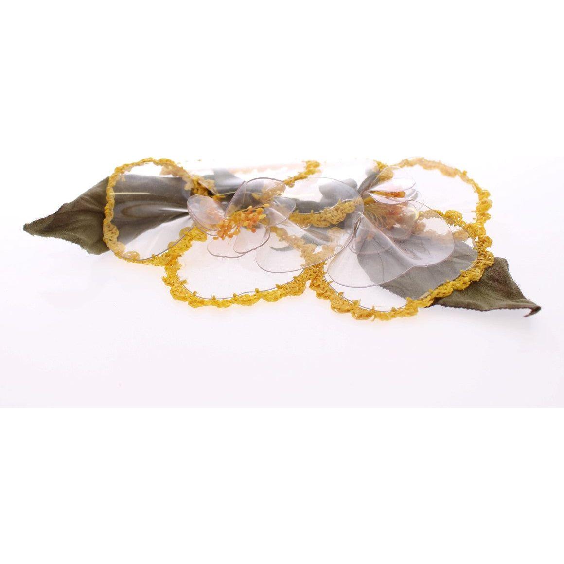 Dolce & Gabbana Floral Transparent HANDMADE Brooch 1% Cellulosa,1% FE,1728,37% Silk,67345645728,Accessories,Blue,Broches - Jewellery - Accessories,Brooches - Women - Jewelry,Category - Jewellery,Dolce & Gabbana,Jewellery - Accessories,Jewelry,Material: 21