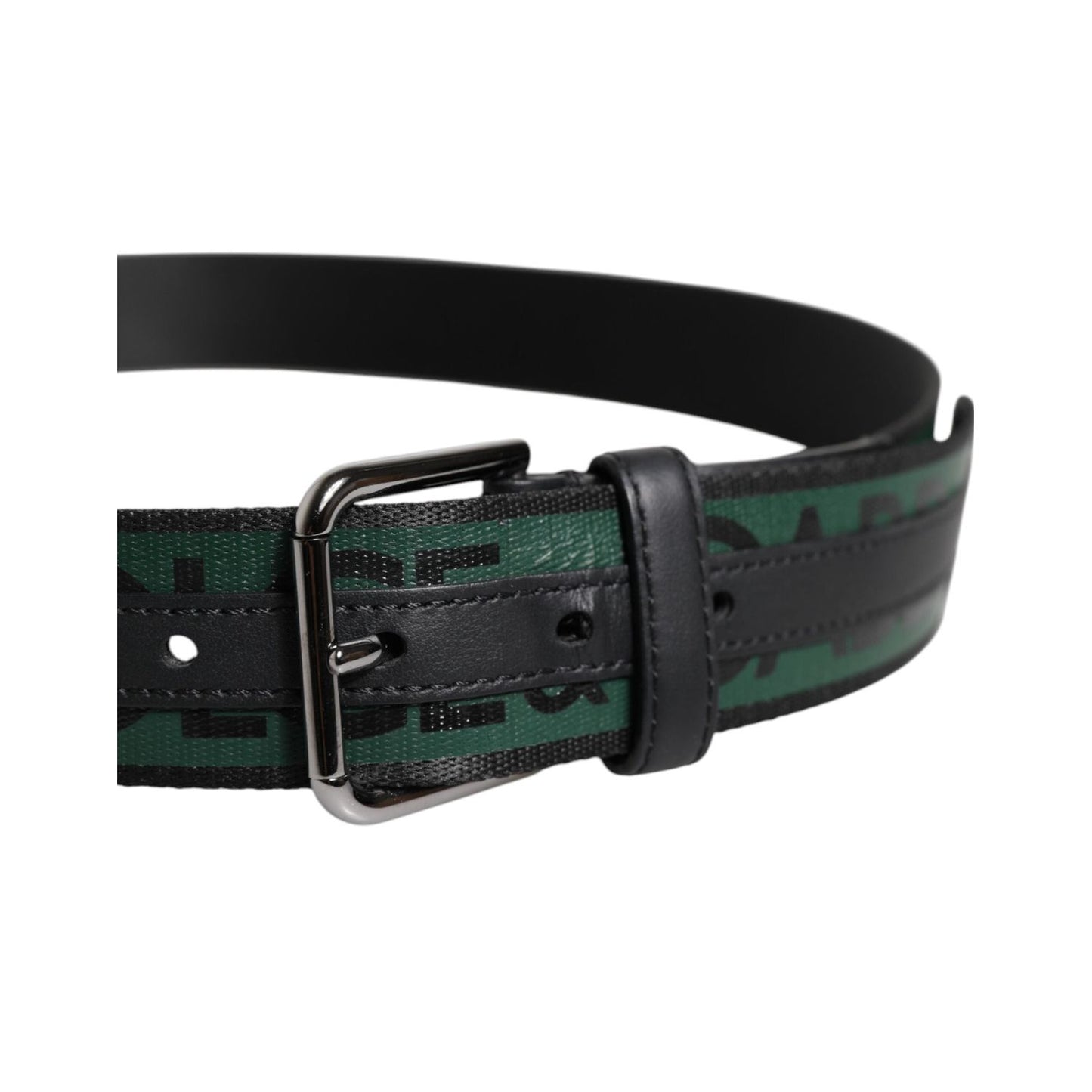 Dolce & Gabbana Green Black Classic Metal Logo Buckle Belt BEL9341-90