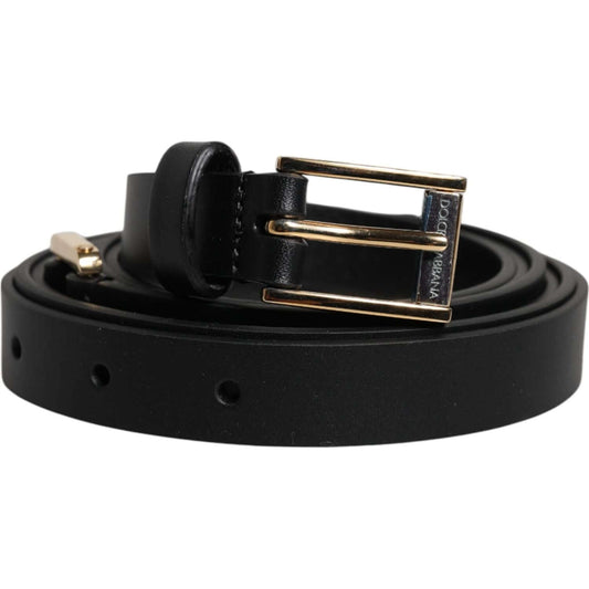 Dolce & Gabbana Black Calfskin Classic Metal Logo Buckle Belt BEL9349-100
