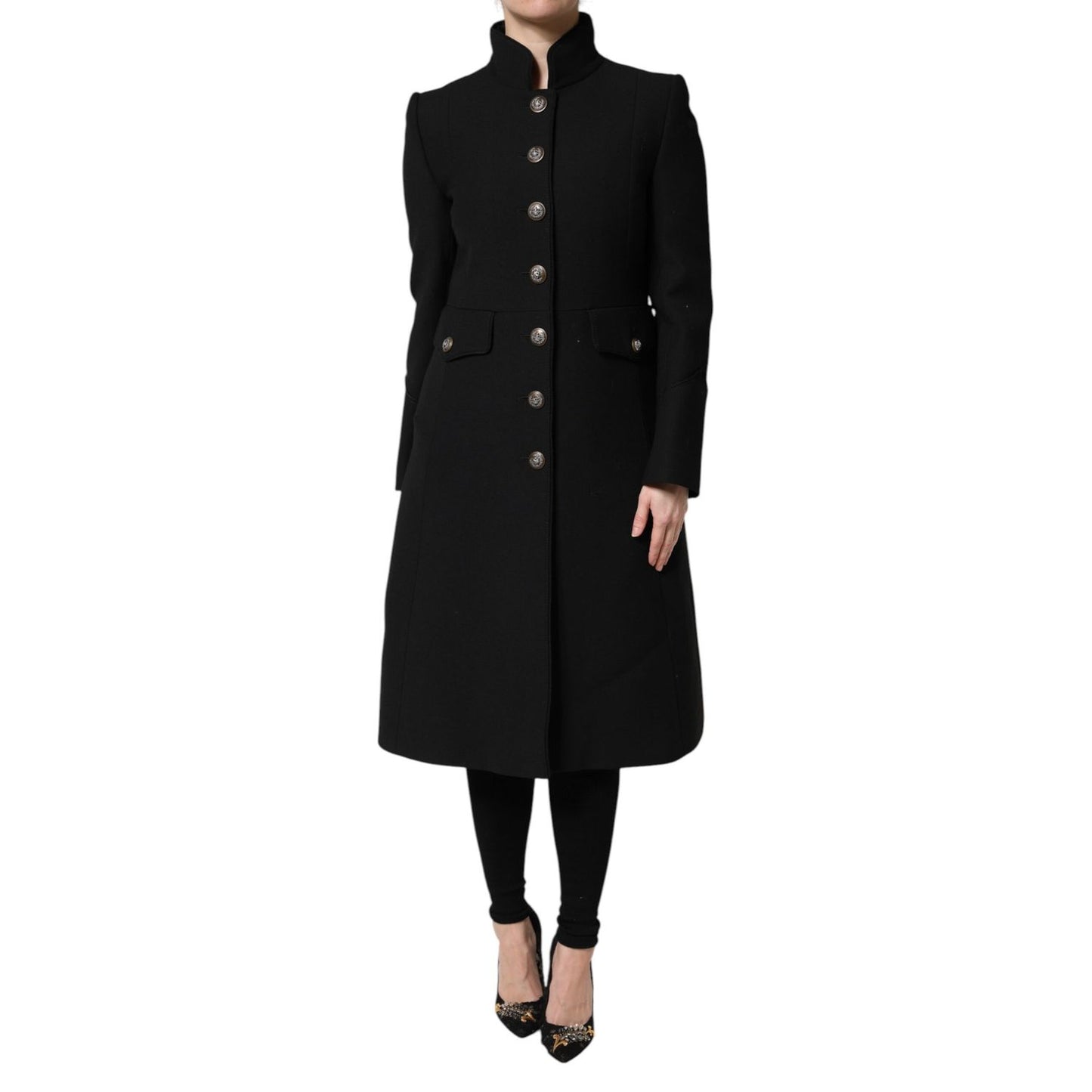 Dolce & Gabbana Black Wool Single Breasted Trench Coat Jacket 1728,67345645728,Black,Clothing,Dolce & Gabbana,IT42|M,Jackets & Coats - Clothing,Jackets & Coats - Women - Clothing,Material: 95% Virgin Wool 5% Nylon,New with tags,Trench Coats - Jackets & Co