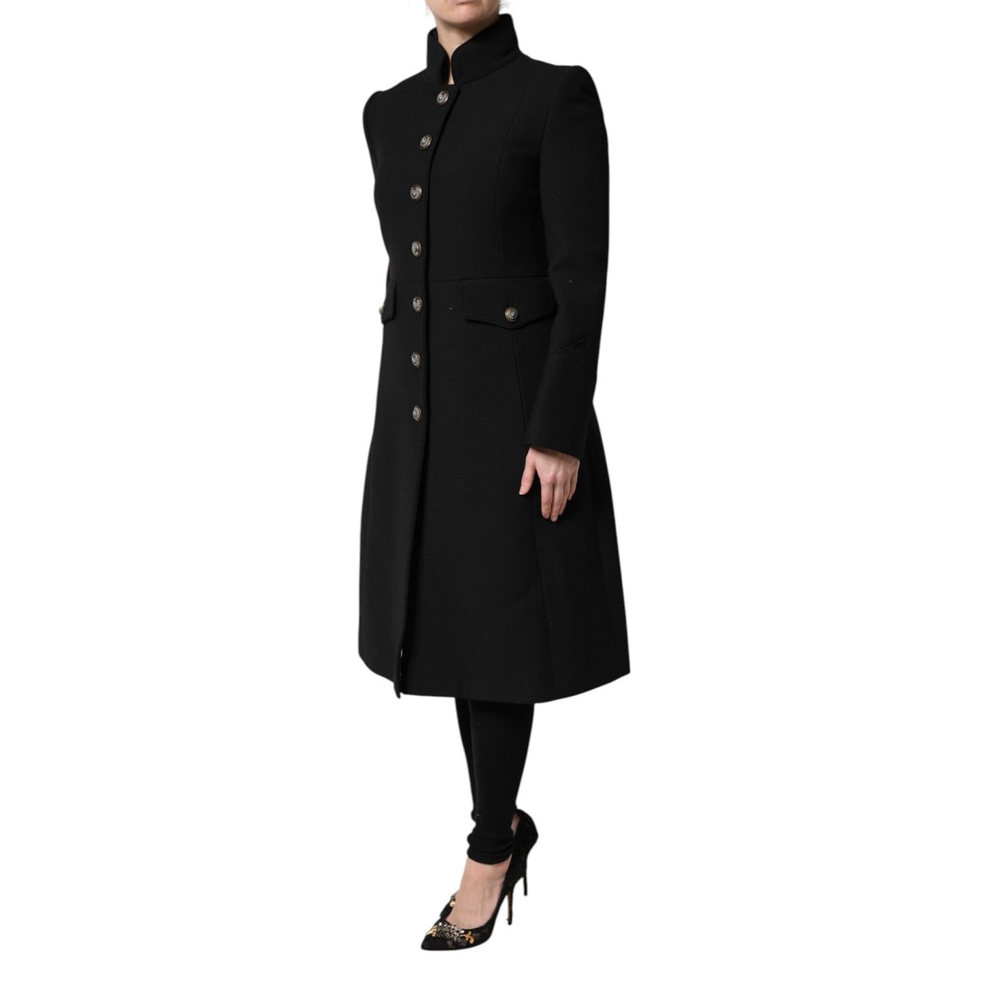 Dolce & Gabbana Black Wool Single Breasted Trench Coat Jacket 1728,67345645728,Black,Clothing,Dolce & Gabbana,IT42|M,Jackets & Coats - Clothing,Jackets & Coats - Women - Clothing,Material: 95% Virgin Wool 5% Nylon,New with tags,Trench Coats - Jackets & Co