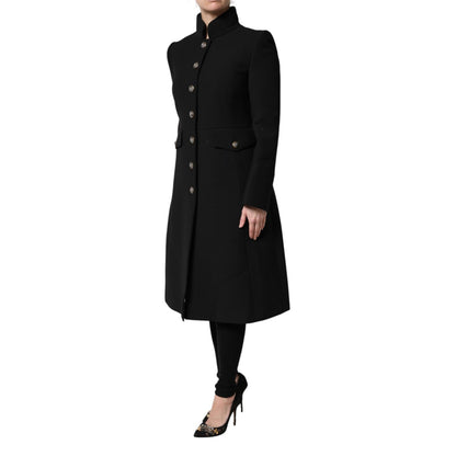 Dolce & Gabbana Black Wool Single Breasted Trench Coat Jacket 1728,67345645728,Black,Clothing,Dolce & Gabbana,IT42|M,Jackets & Coats - Clothing,Jackets & Coats - Women - Clothing,Material: 95% Virgin Wool 5% Nylon,New with tags,Trench Coats - Jackets & Co