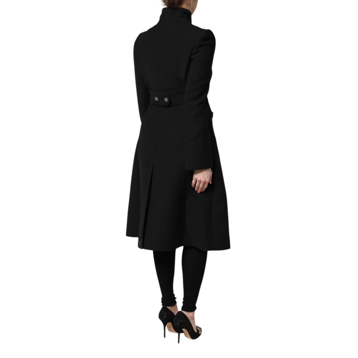 Dolce & Gabbana Black Wool Single Breasted Trench Coat Jacket 1728,67345645728,Black,Clothing,Dolce & Gabbana,IT42|M,Jackets & Coats - Clothing,Jackets & Coats - Women - Clothing,Material: 95% Virgin Wool 5% Nylon,New with tags,Trench Coats - Jackets & Co