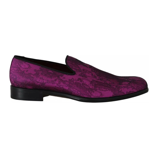 Dolce & Gabbana Purple Jacquard Loafers Dress Formal Shoes 1728,34% Wool,67345645728,Dolce & Gabbana,EU39/US6,Loafers - Men - Shoes,Loafers - Shoes,Material: 66% Silk,Men,Men - Shoes,New with tags,Purple,Shoes,Slip-On Loafers - Loafers - Shoes