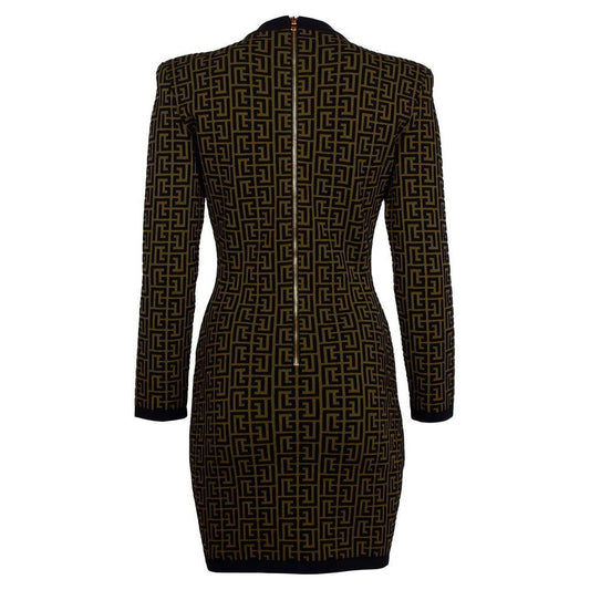 Balmain Brown Wool Dress BA-15390-IT42|M
