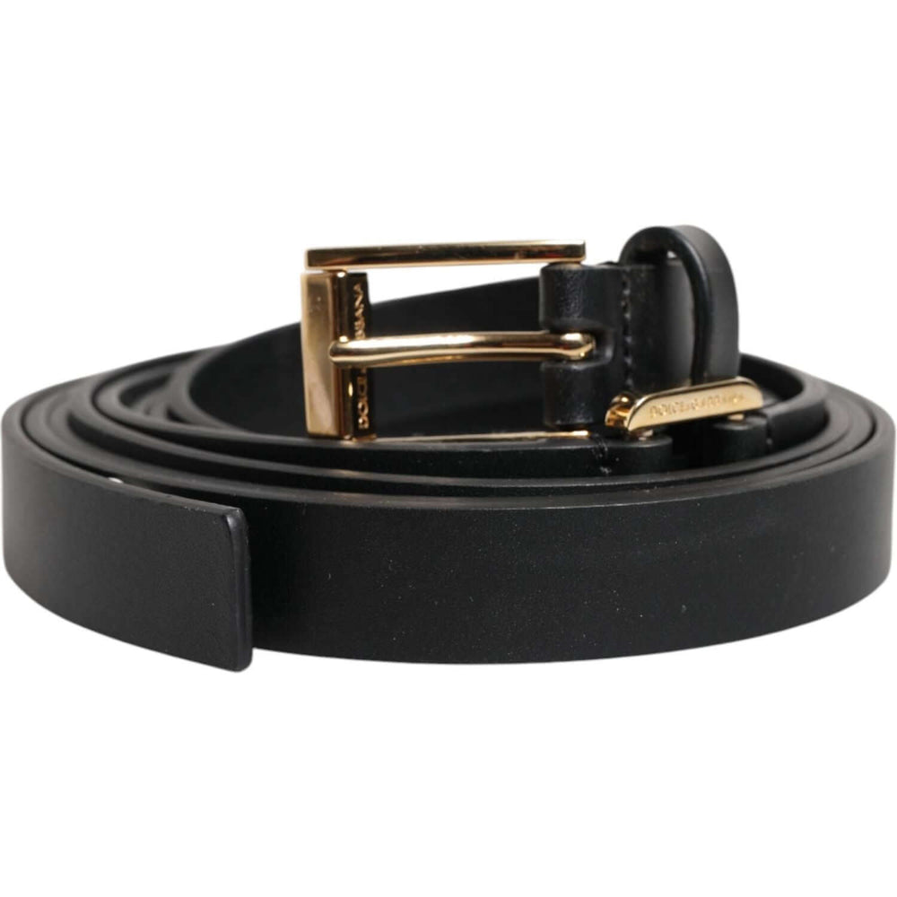 Dolce & Gabbana Black Double Strap Leather Gold Buckle Belt BEL9451-100