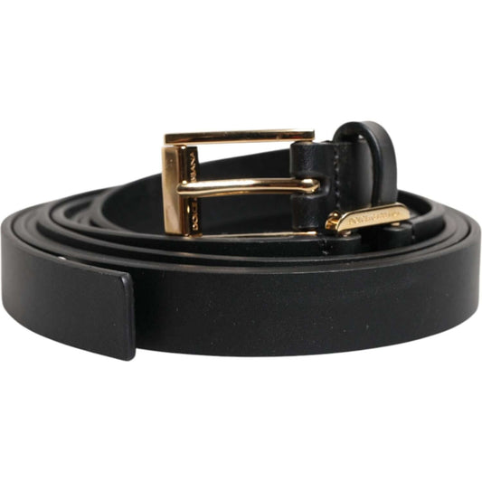 Dolce & Gabbana Black Double Strap Leather Gold Buckle Belt BEL9451-100