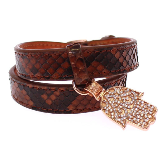 Nialaya CZ Hamsa Eye 18K Gold 925 Silver Bracelet 1728,67345645728,Accessories,Bracelets - Jewellery - Accessories,Bracelets - Men - Jewelry,Brown,Category - Jewellery,Jewellery - Accessories,Jewelry,Material: Snakeskin Leather,Men,Men - Jewelry,New with