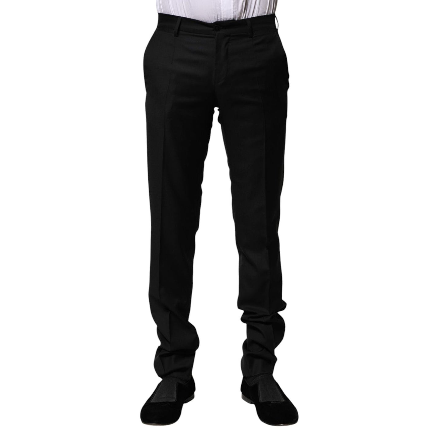 Dolce & Gabbana Black Wool Formal Men Slim Pants
