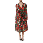 Dolce & Gabbana Multicolor Floral Long Sleeves V-neck Dress DR81728-38