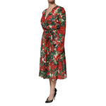 Dolce & Gabbana Multicolor Floral Long Sleeves V-neck Dress DR81728-38