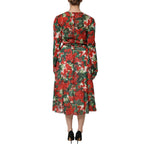 Dolce & Gabbana Multicolor Floral Long Sleeves V-neck Dress DR81728-38