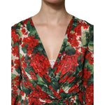Dolce & Gabbana Multicolor Floral Long Sleeves V-neck Dress DR81728-38