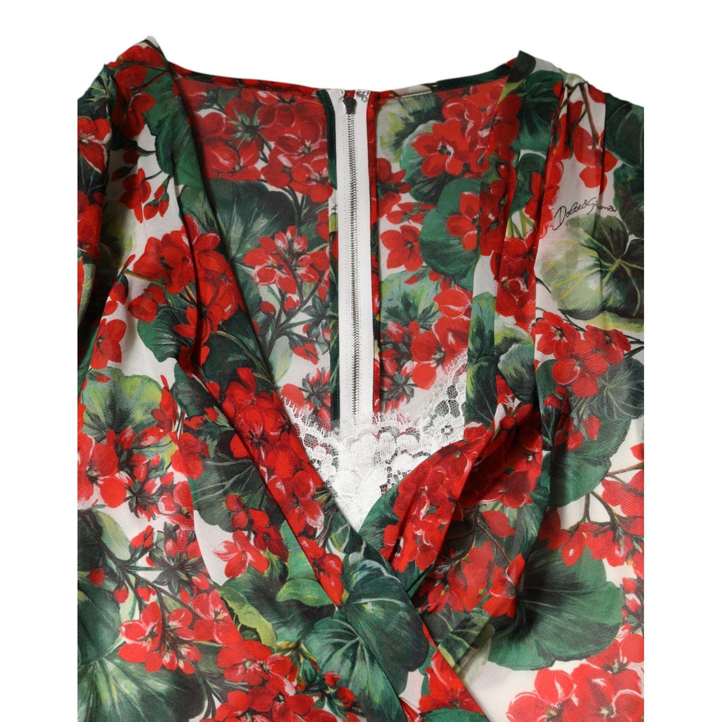 Dolce & Gabbana Multicolor Floral Long Sleeves V-neck Dress DR81728-38
