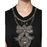 Dolce & Gabbana Black Cotton Rhinestone Embellished Tank Top DR81735-40