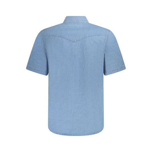 Wrangler Light Blue Cotton Men Shirt WR-35314-S