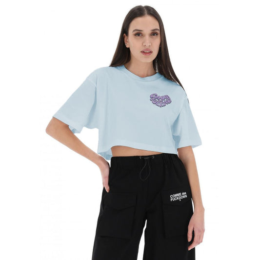 Comme Des Fuckdown Blue Cotton Tops & T-Shirt CO-15660-S