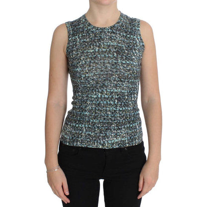Dolce & Gabbana Blue Wool Sweater Sleeveless Pullover