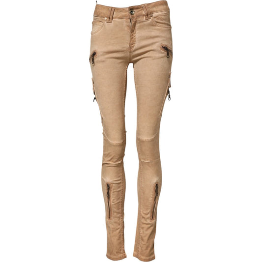 PLEIN SUD Brown Cotton Mid Waist Skinny Denim Jeans PAN70626-27