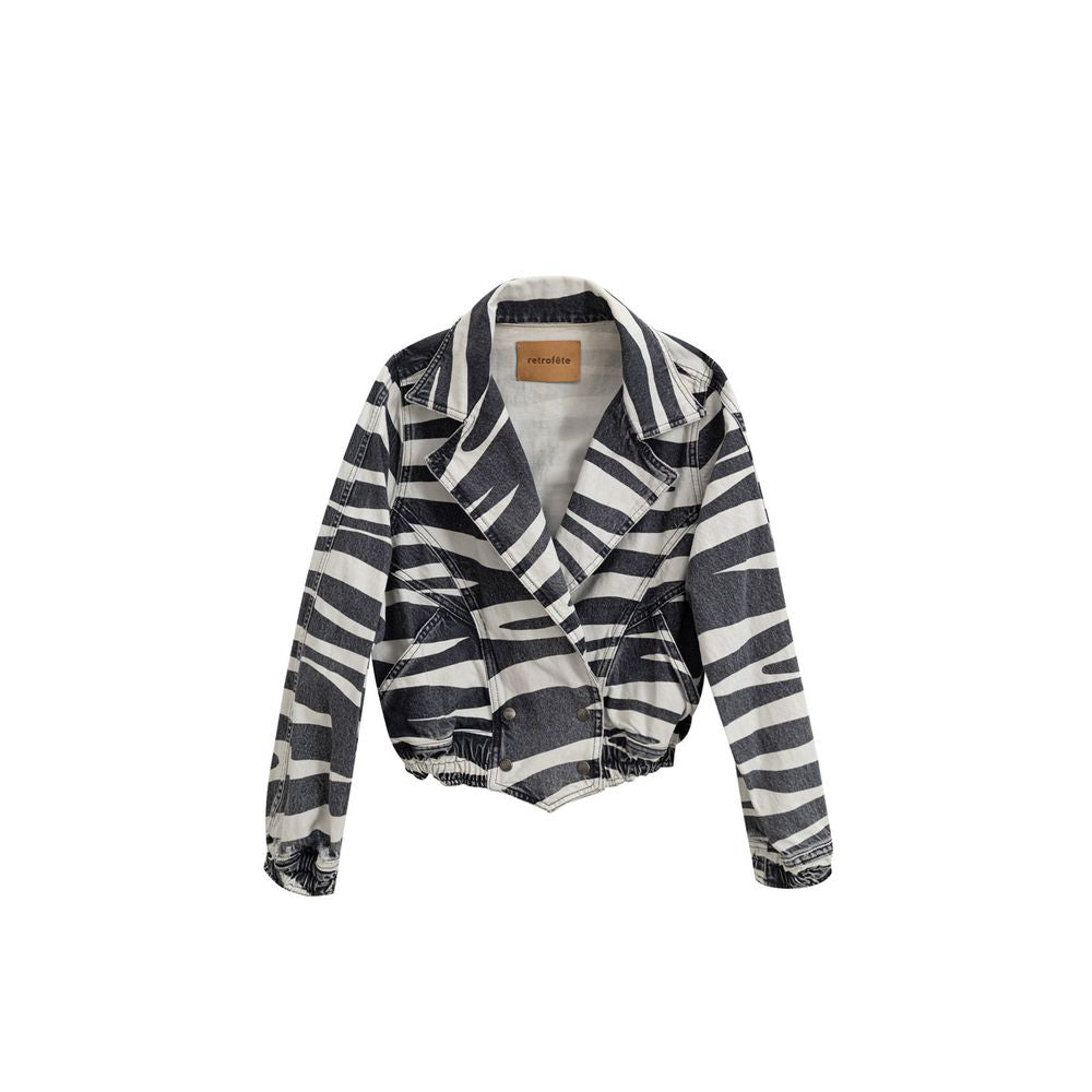 Retrofête Black And White Cotton Blazer RE-928420051604-XXS