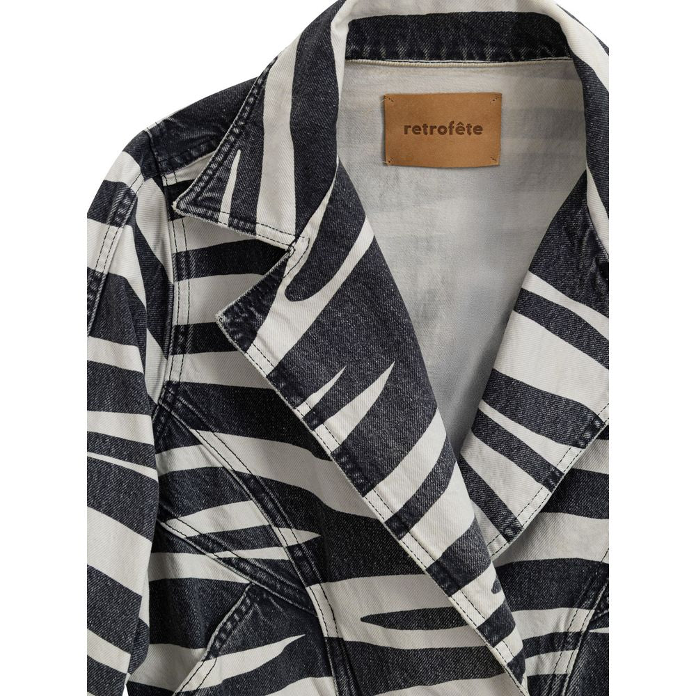 Retrofête Black And White Cotton Blazer RE-928420051604-XXS