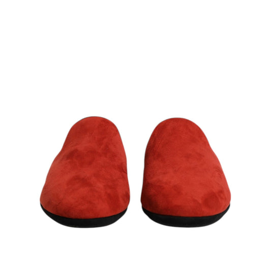 Dolce & Gabbana Orange Suede Slides Flat Slipper Shoes