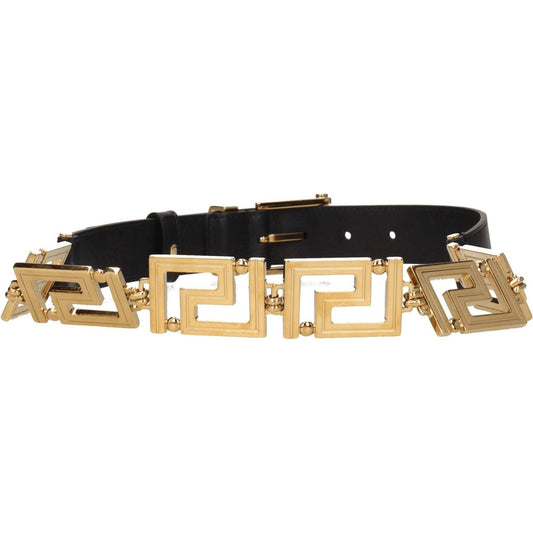 Versace Black Leather Regular Belts VE-8547275669769-80 CM / 32 INCHES