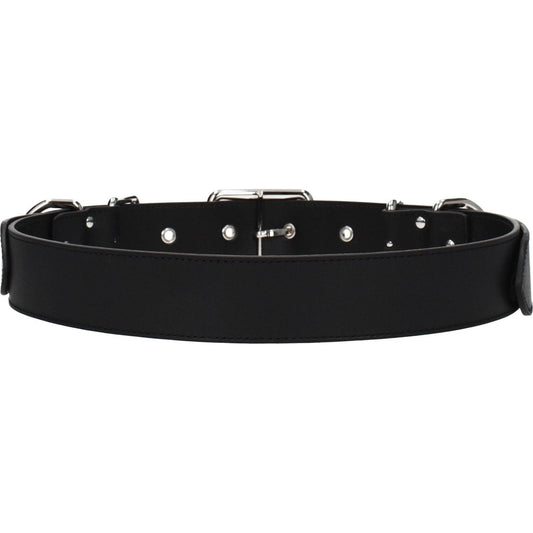 Moschino Black Leather Belts MO-8547395305737-46 CM / 18 INCHES