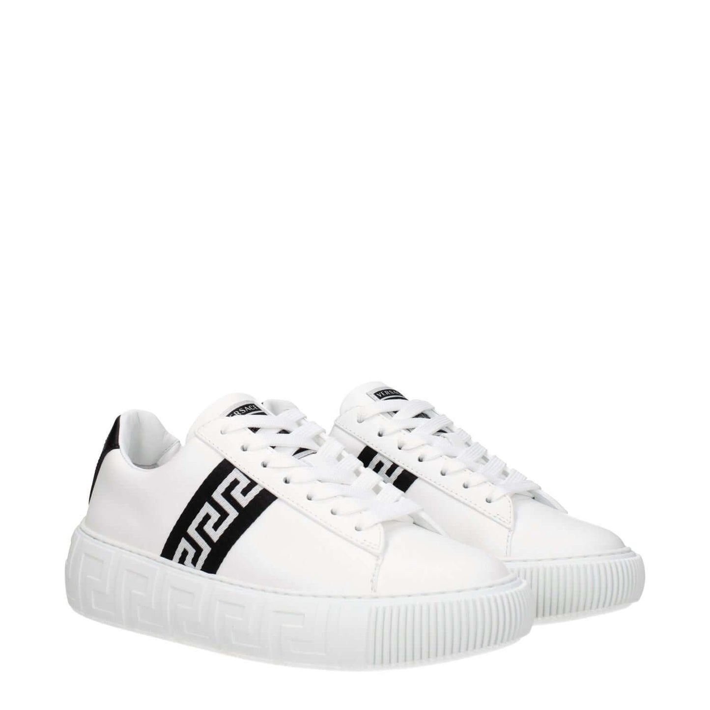 Versace White Leather Low Top Sneakers 1728,75667636384,EU35.5/US5.5,EU35/US5,Low Tops - Sneakers - Shoes,New with tags,Shoes,Sneakers - Shoes,Versace,White,Women
