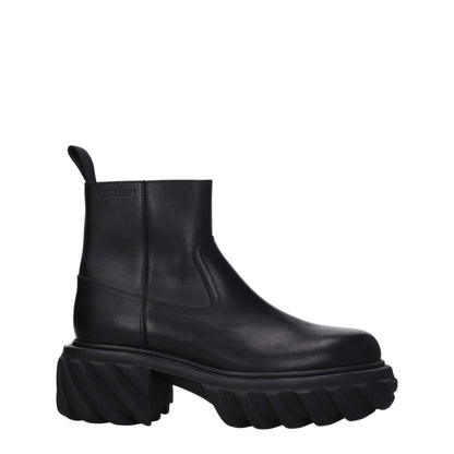 Off-White Black Leather Ankle Boots 1728,75667636384,Ankle - Boots - Shoes,Black,Boots - Shoes,EU40/US7,EU41/US8,EU42/US9,Men,New with tags,Off-White,Shoes