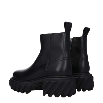 Off-White Black Leather Ankle Boots 1728,75667636384,Ankle - Boots - Shoes,Black,Boots - Shoes,EU40/US7,EU41/US8,EU42/US9,Men,New with tags,Off-White,Shoes