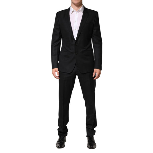 Dolce & Gabbana Dark Gray Jacquard Single Breasted 2 Piece Suit
