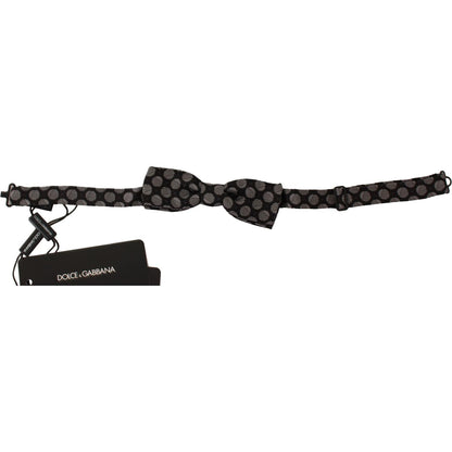Dolce & Gabbana Dark Gray Silk Polka Dot Jacquard Men Bow Tie Papillon