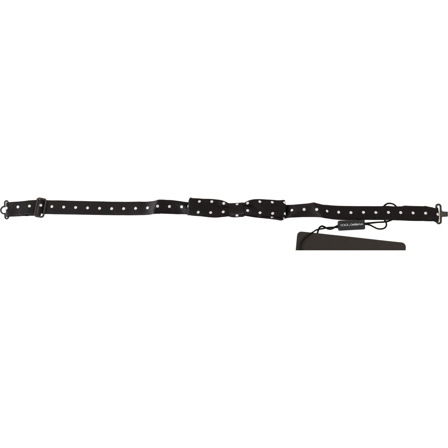 Dolce & Gabbana Black 100% Silk Polka Dot Adjustable Neck Bow Tie