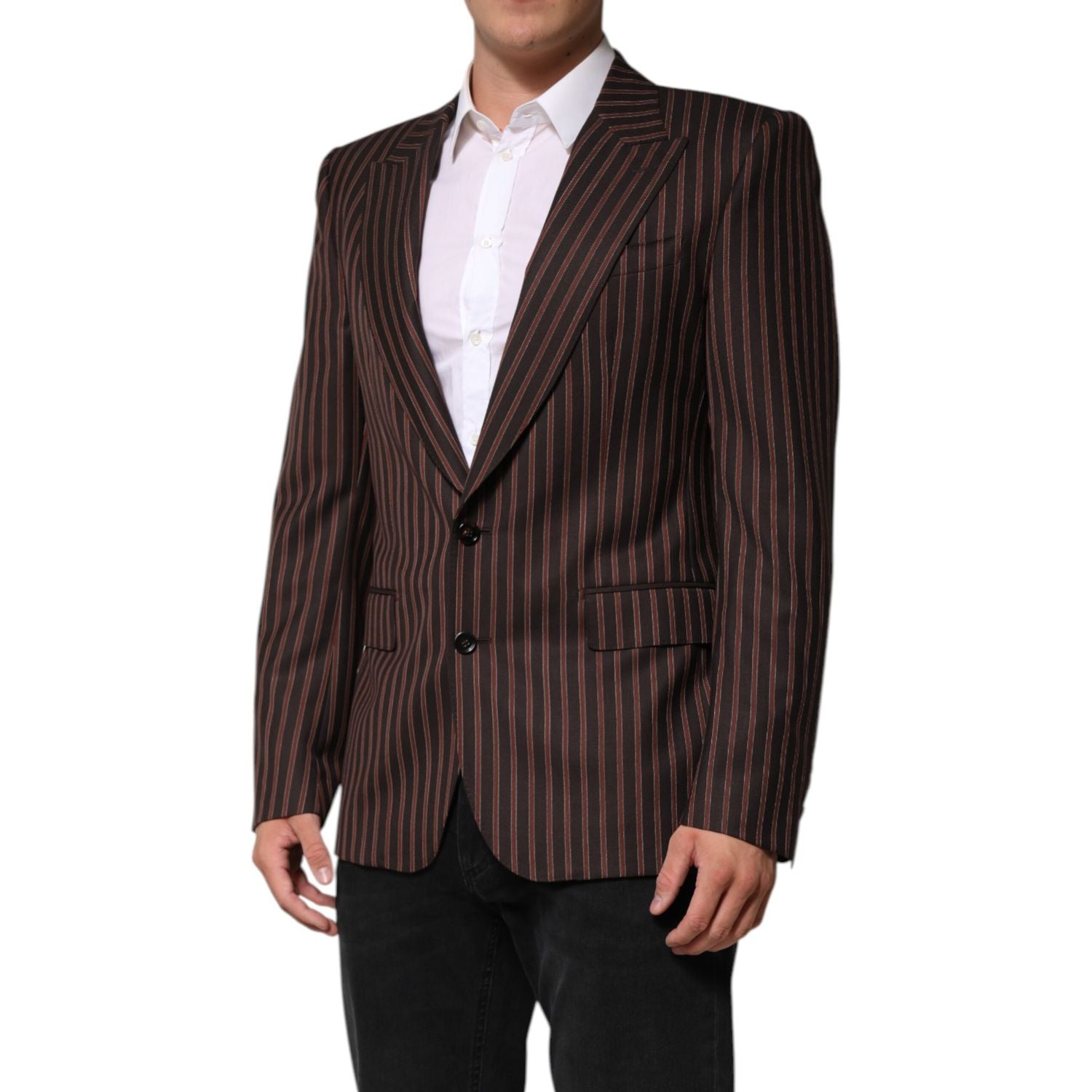 Dolce & Gabbana Dark Gray Stripe Single Breasted Blazer