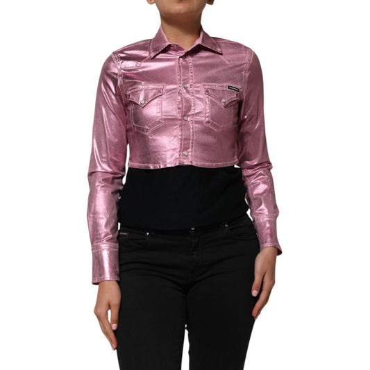 Dolce & Gabbana Pink Cotton Stretch Collared Cropped Jacket1728,67345645728,Clothing,Dolce & Gabbana,Full-Length Jackets - Jackets & Coats - Clothing,IT38 | XS,Jackets & Coats - Clothing,Jackets & Coats - Women - Clothing,Material: 96% Cotton 4% Elastane,