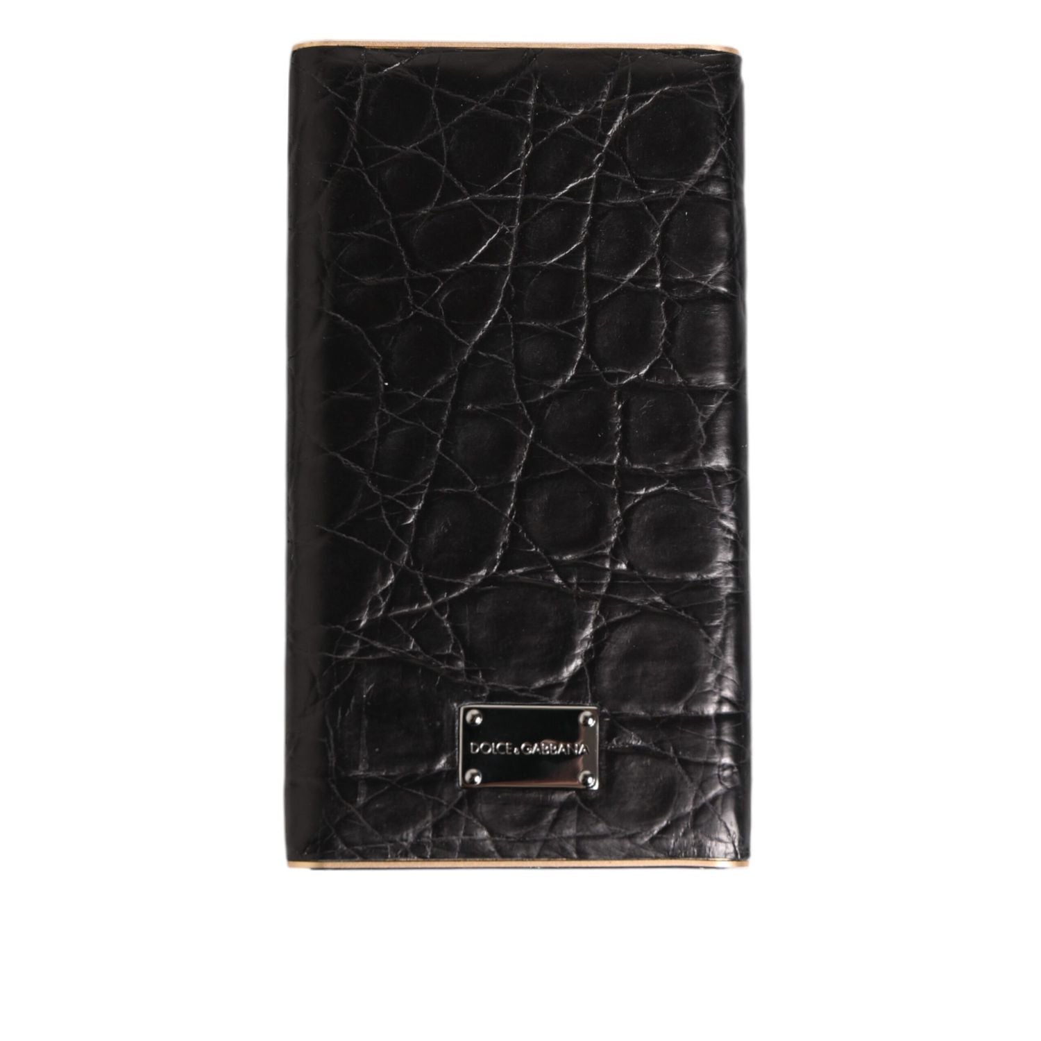Dolce & Gabbana Black Leather Exotic Skin 3000mAh Power Bank Charger USB