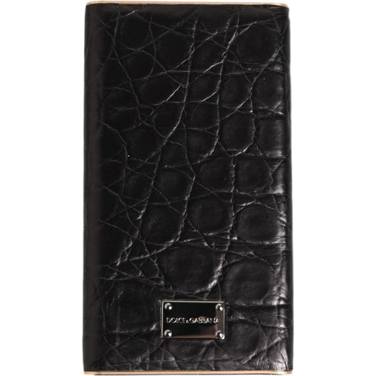 Dolce & Gabbana Black Leather Exotic Skin 3000mAh Power Bank Charger USB SMY10709