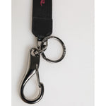 Dolce & Gabbana Black Red Polyester DG Logo Silver Men Keychain Keyring SMY11132