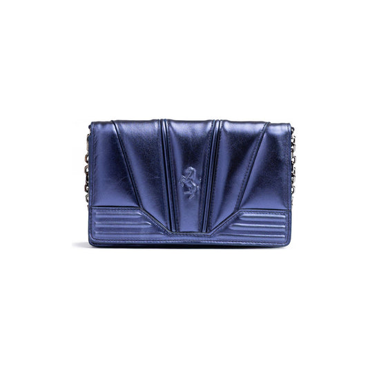Ferrari Metal blue GT patent leather bag with chain FE8056121179073