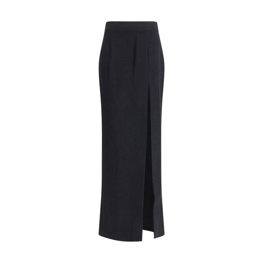 Alessandra Rich Black Wool Long Skirt