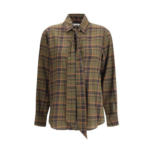 Saint Laurent Cassandre check lavallière Shirt SA-838890Y33IA2883-L