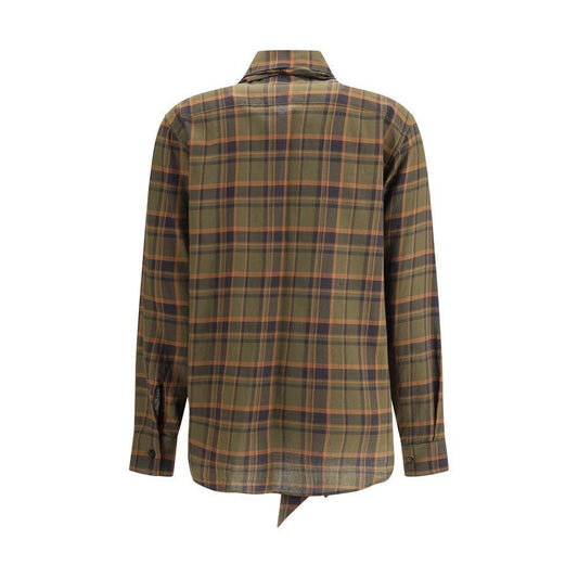 Saint Laurent Cassandre check lavallière Shirt SA-838890Y33IA2883-L
