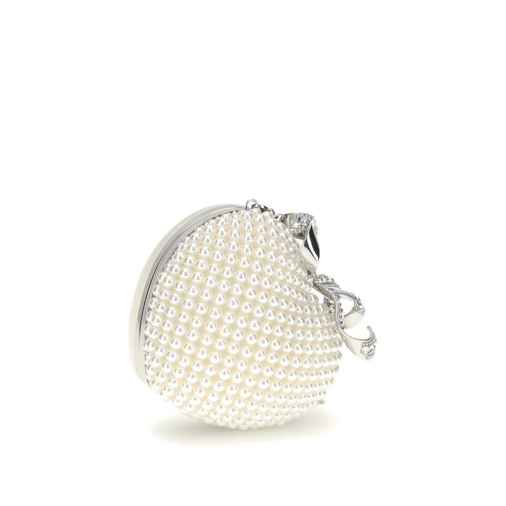 Self-Portrait Pearl Heart Clutch Bag SEAW25307CCREAMBB