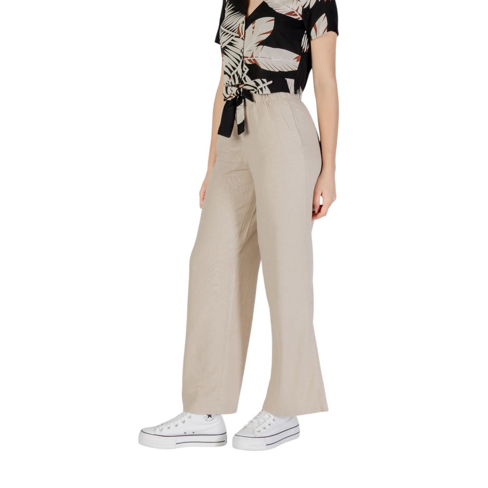Only Beige Linen Casual Pants