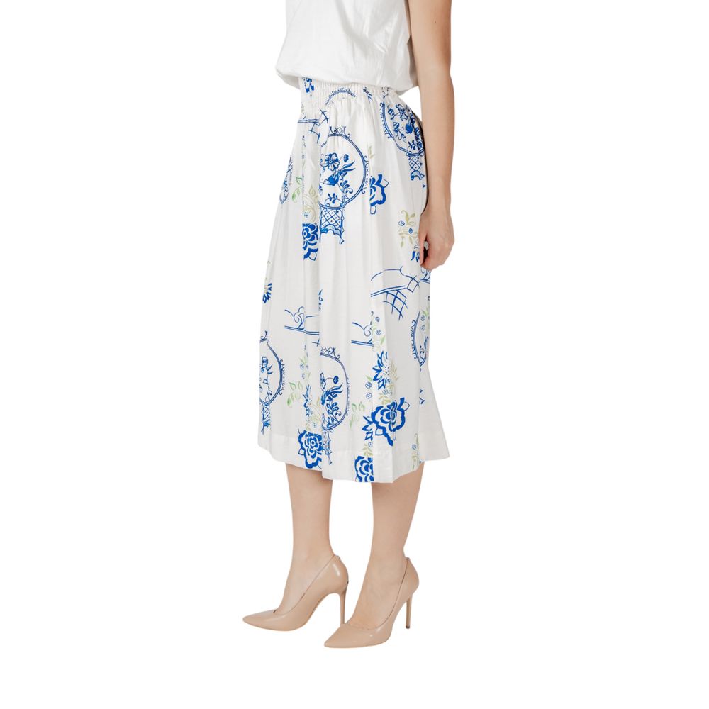 ICHI White Viscose Midi Skirt 1728,71956299936,Clothing,ICHI,IT42|M,Midi - Skirts - Clothing,New with tags,Skirts - Clothing,White,Women