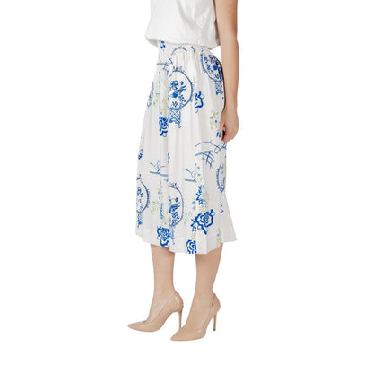 ICHI White Viscose Midi Skirt 1728,71956299936,Clothing,ICHI,IT42|M,Midi - Skirts - Clothing,New with tags,Skirts - Clothing,White,Women